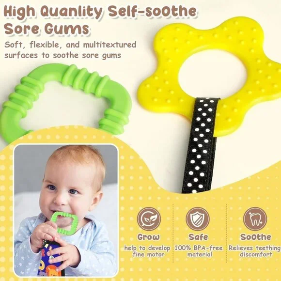 High Contrast Tummy Time Toy, Crinkle Mirror Sensory for Baby 0 to 12 Months - Picture 5 of 7